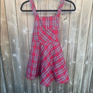 Christmas Plaid Dress with Red Net Slip